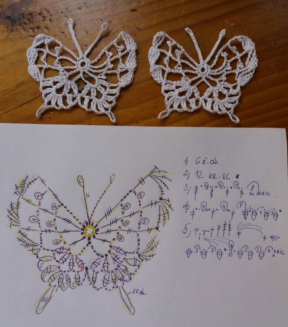 описание и схема вязания бабочки для начинающих крючком со схемами 8