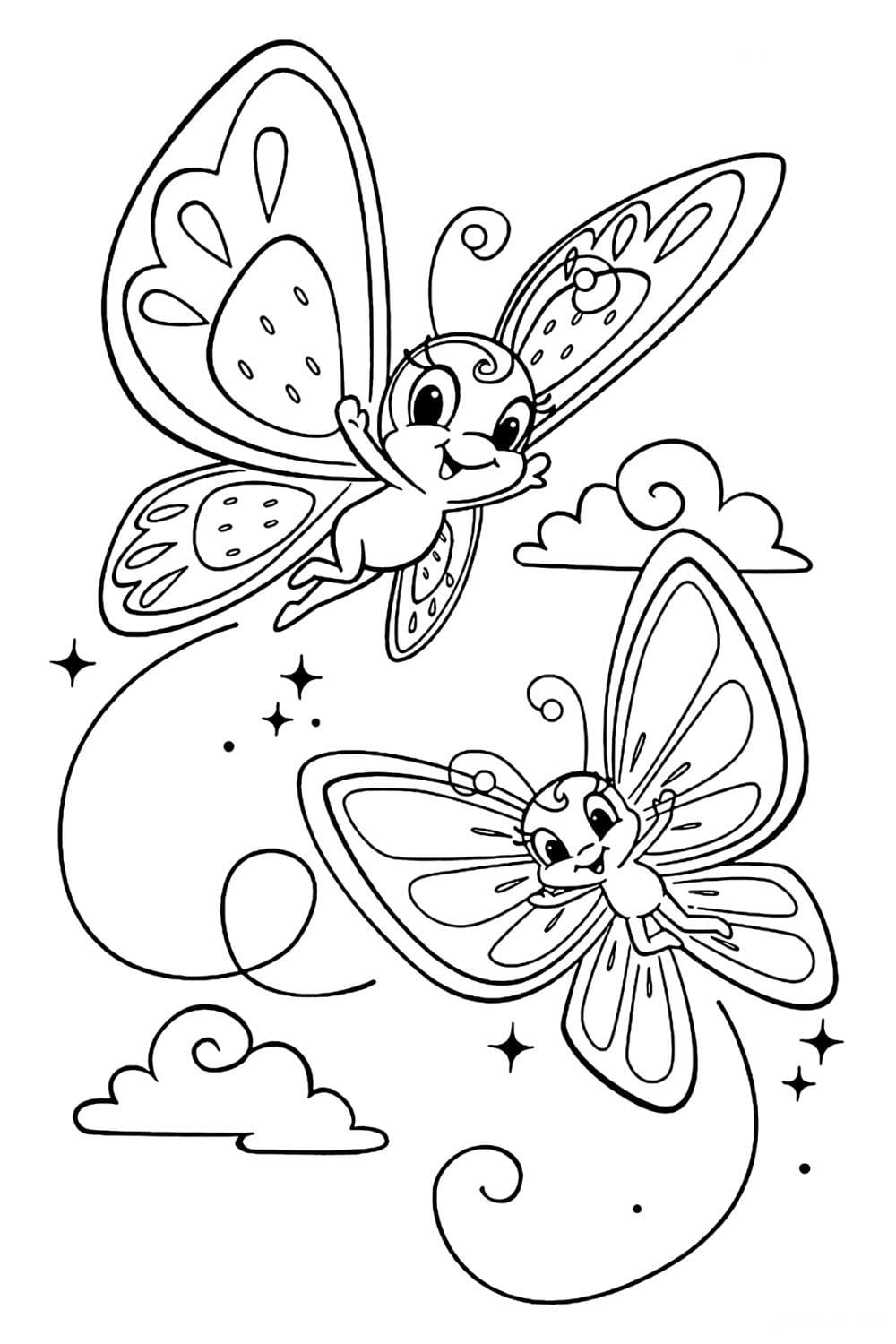 легкие раскраски для девочек цветы и бабочки 10