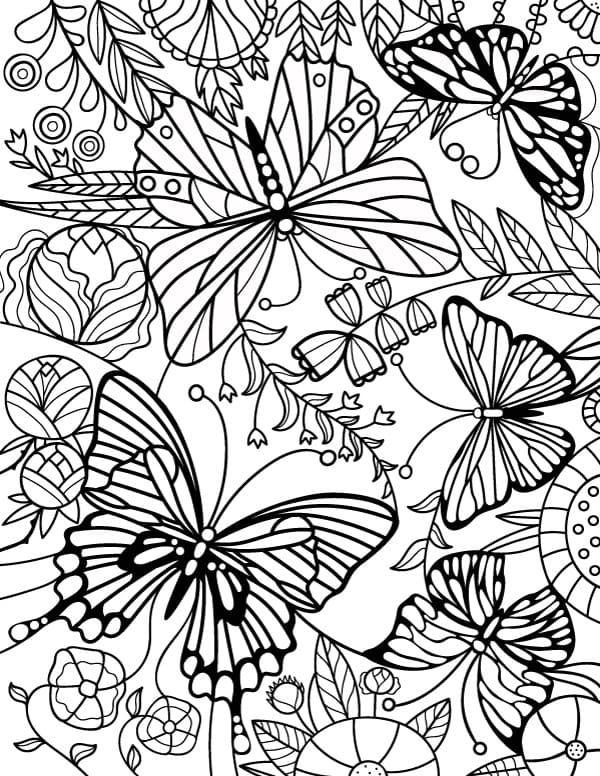 раскраски цветы и бабочки для девочек распечатать 7