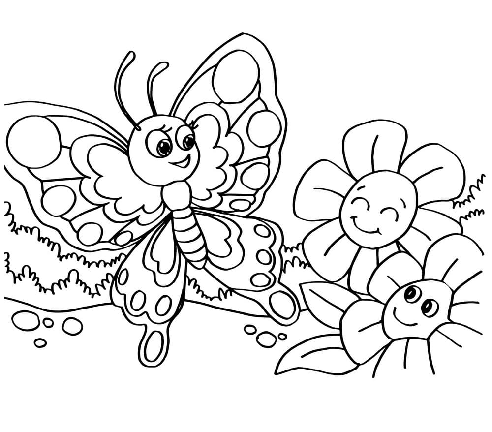 раскраски цветы и бабочки для девочек распечатать 9