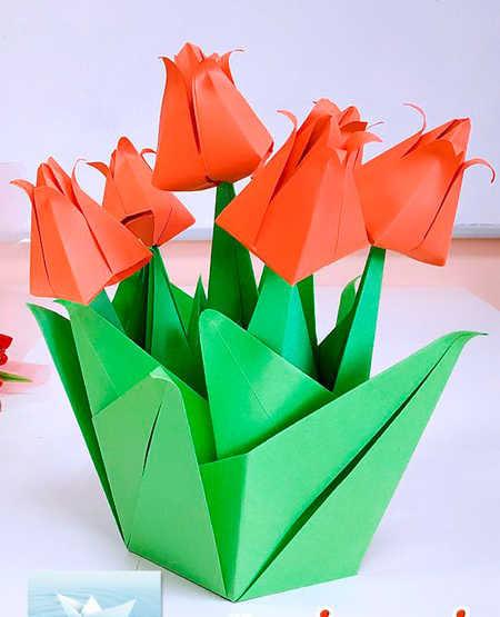 поделка объемные тюльпаны из бумаги