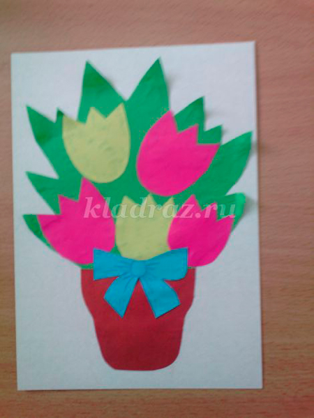 поделка тюльпаны из гофрированной бумаги 4