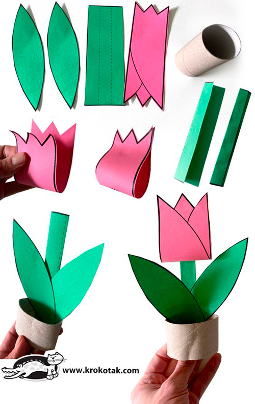 аппликация поделка тюльпаны из бумаги и картона 9