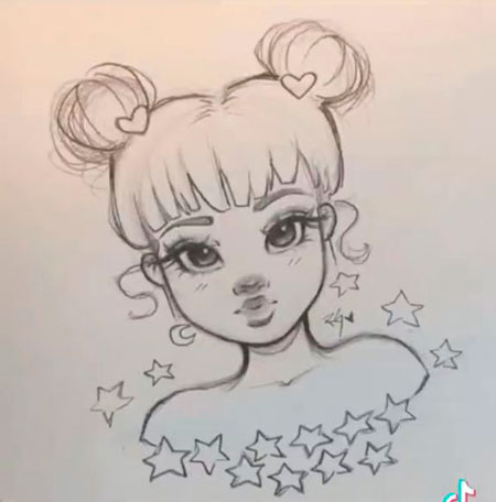 рисунки для срисовки милые девочки простые лёгкие 9