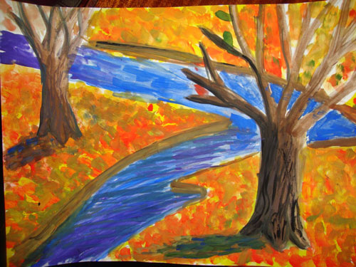 рисунок на тему осень в детский сад ребенку 5 лет красками 3