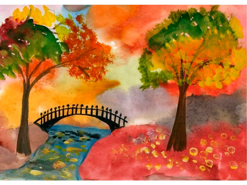 рисунок на тему осень в детский сад ребенку 5 лет красками 5