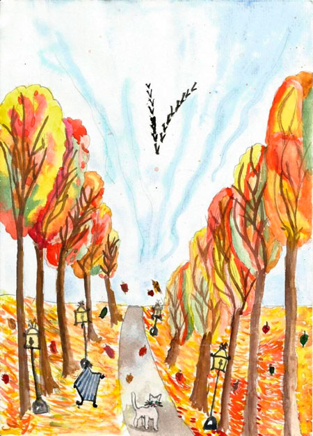 рисунок на тему осень в детский сад ребенку 5 лет красками 6