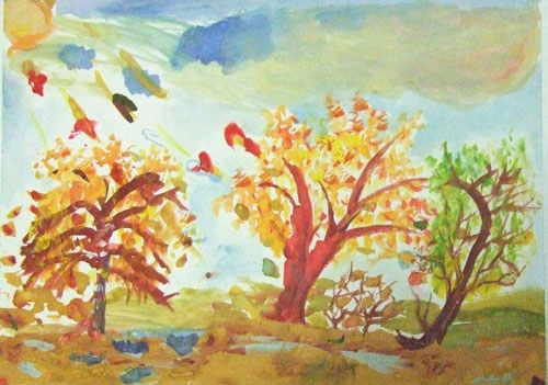 Рисунок на тему Осень в детский сад и школу