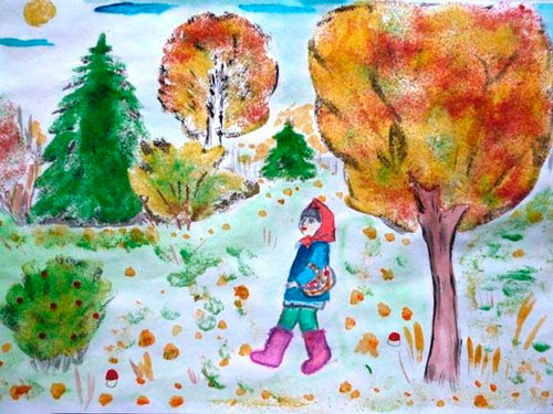 рисунок на тему осень в детский сад ребенку 4 года своими руками 9