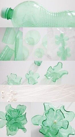 как делать цветы из пластиковых бутылок 5