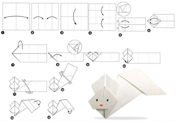 Оригами из бумаги кролик