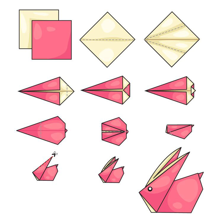Оригами из бумаги кролик 6