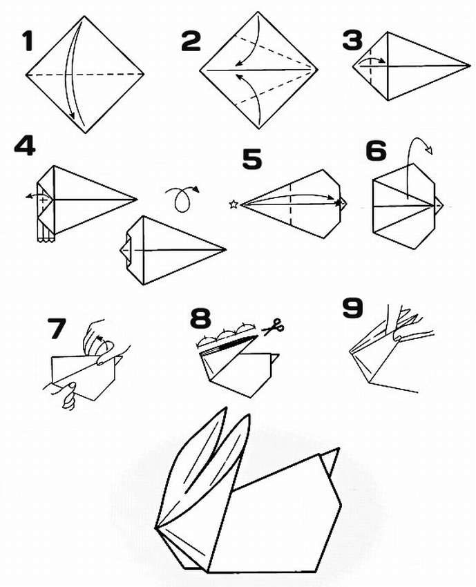 Оригами из бумаги кролик 8