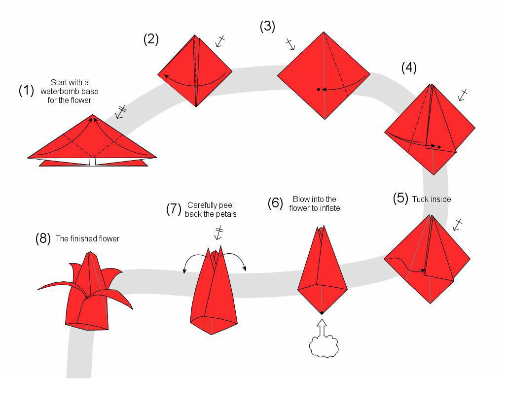 Оригами тюльпана из бумаги схема пошаговая инструкция