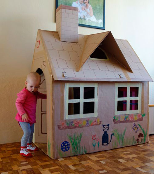 простой домик для детей из картона 9