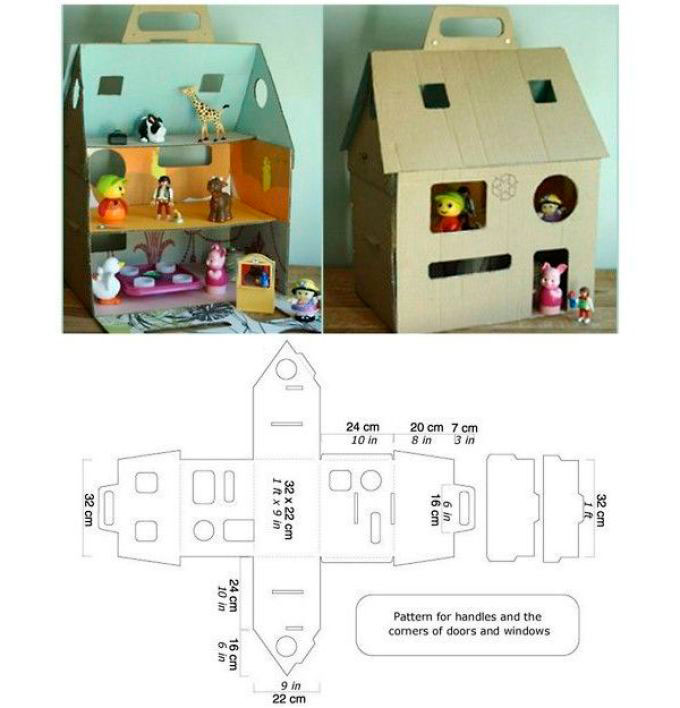 домик для детей из картона чертежи 7