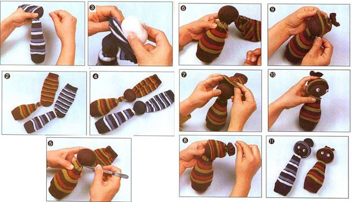 игрушки из носков своими руками для начинающих пошагово 8