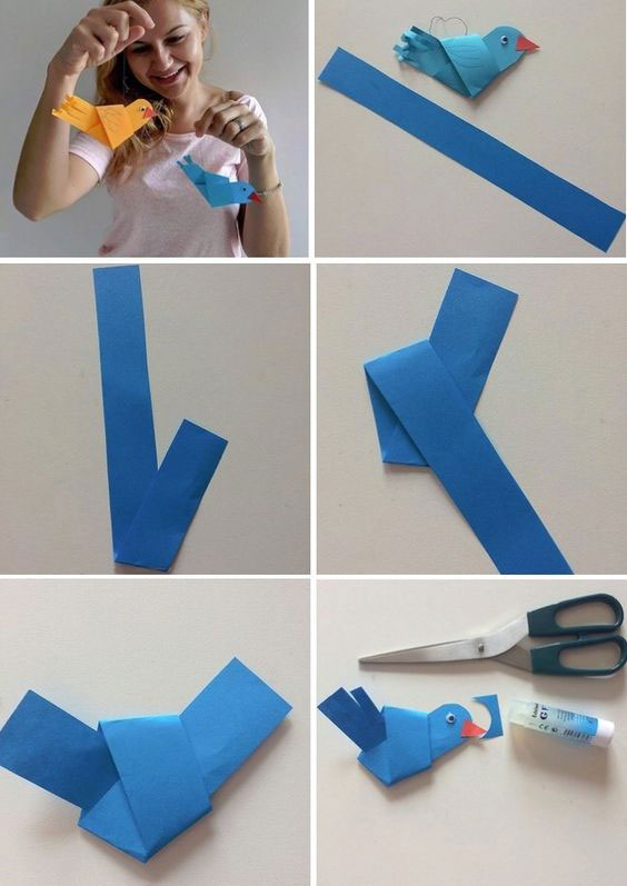 птичка оригами из бумаги для детей пошаговая инструкция