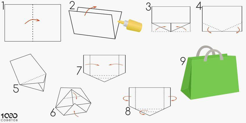 сумочка из бумаги для детей своими руками пошаговое фото 10