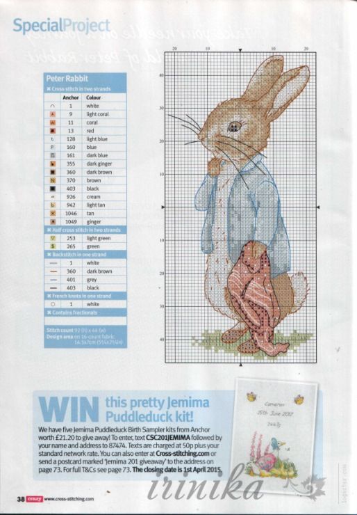 схемы вышивки крестом «кролик» для детей распечатать цветные
