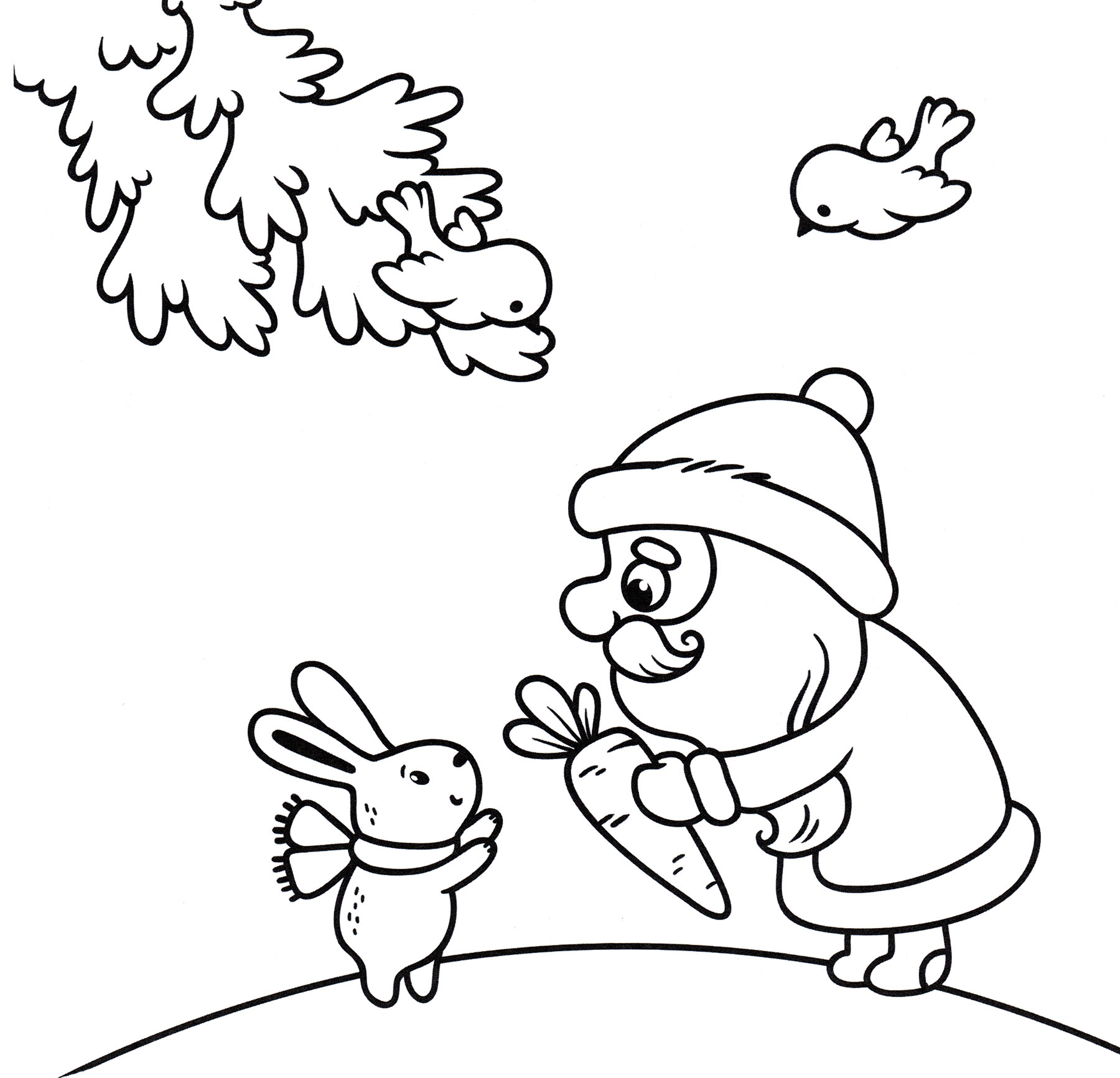 красивый новогодний кролик раскраска 9