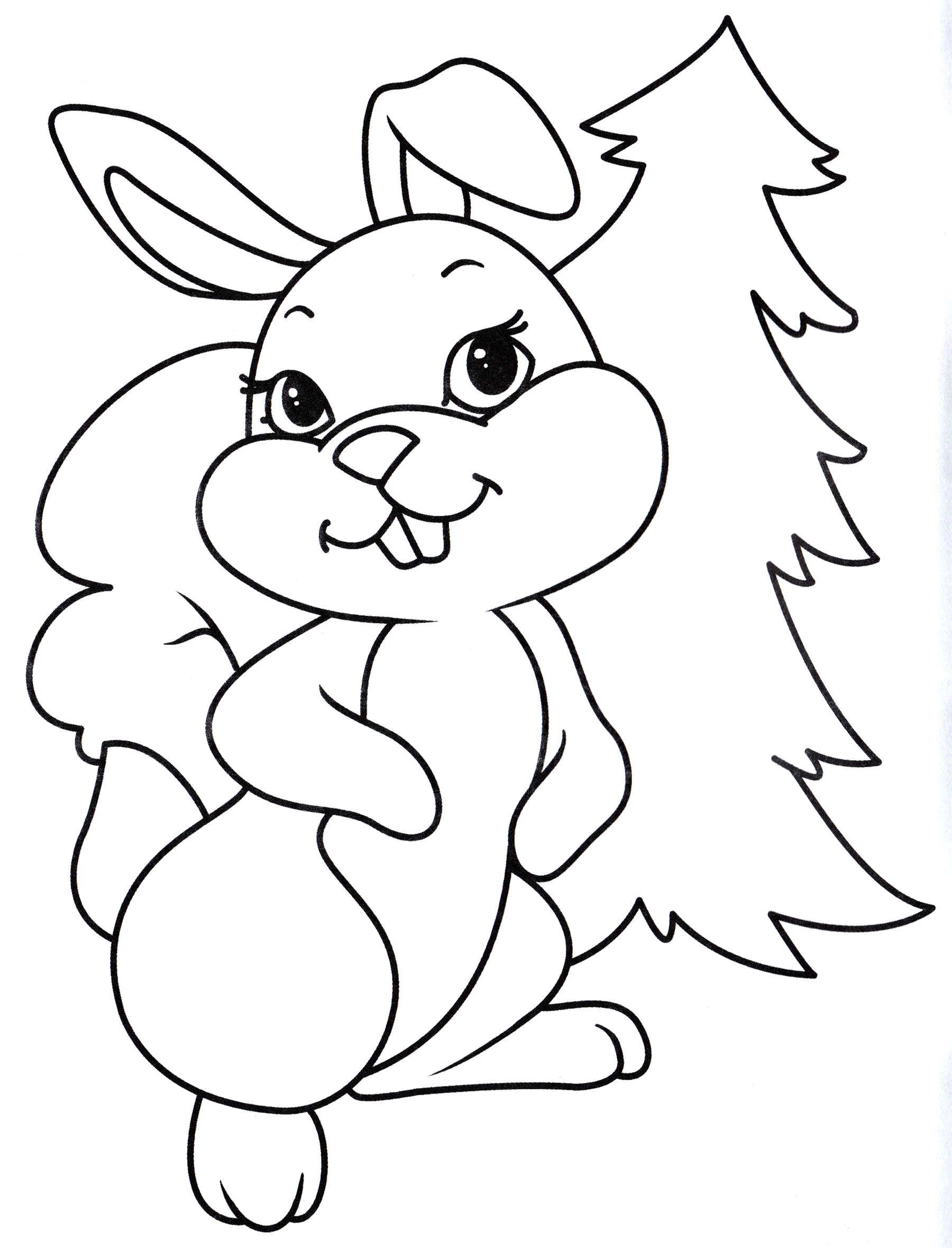новогодний кролик раскраска для детей шаблоны 8