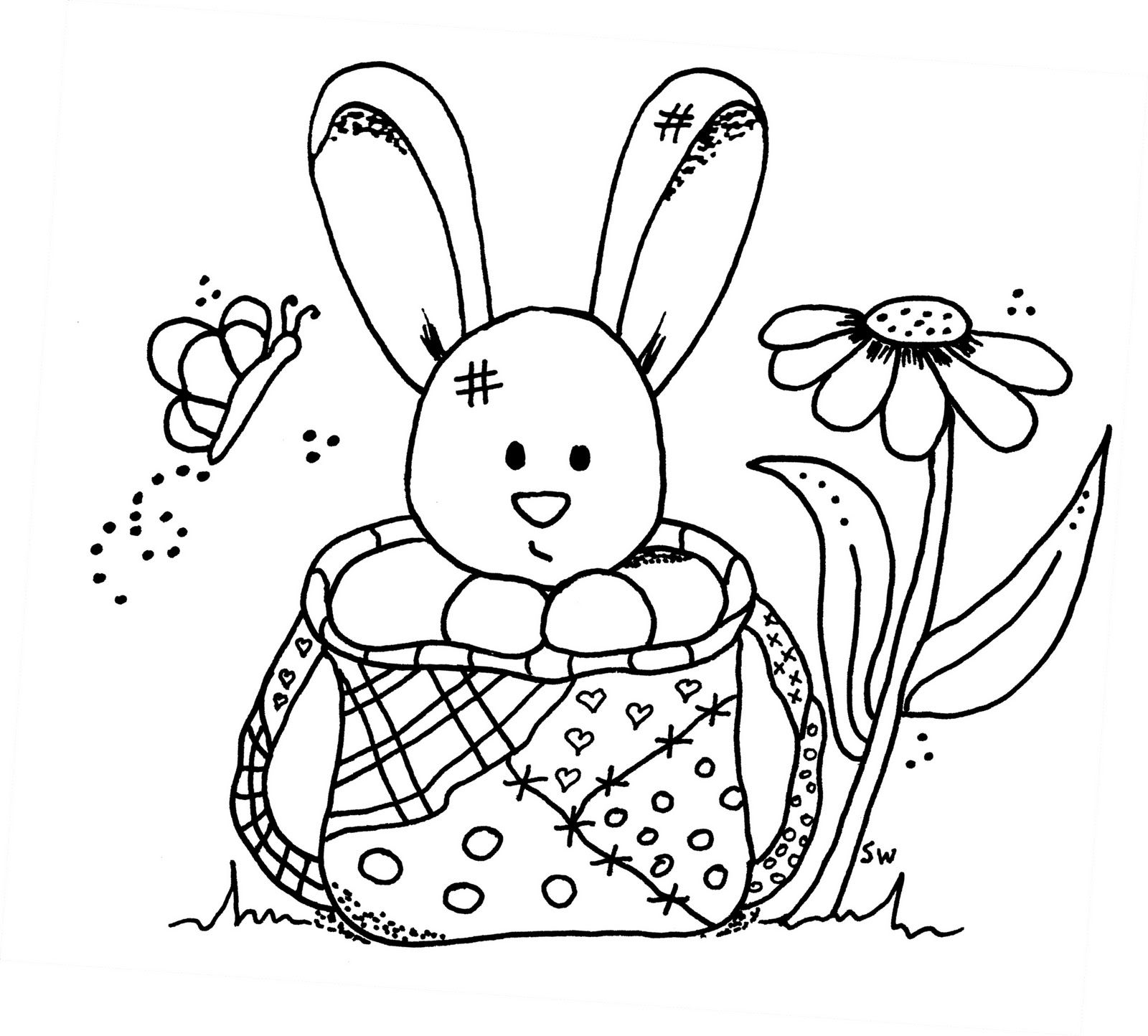 новогодний кролик раскраска для детей шаблоны 7