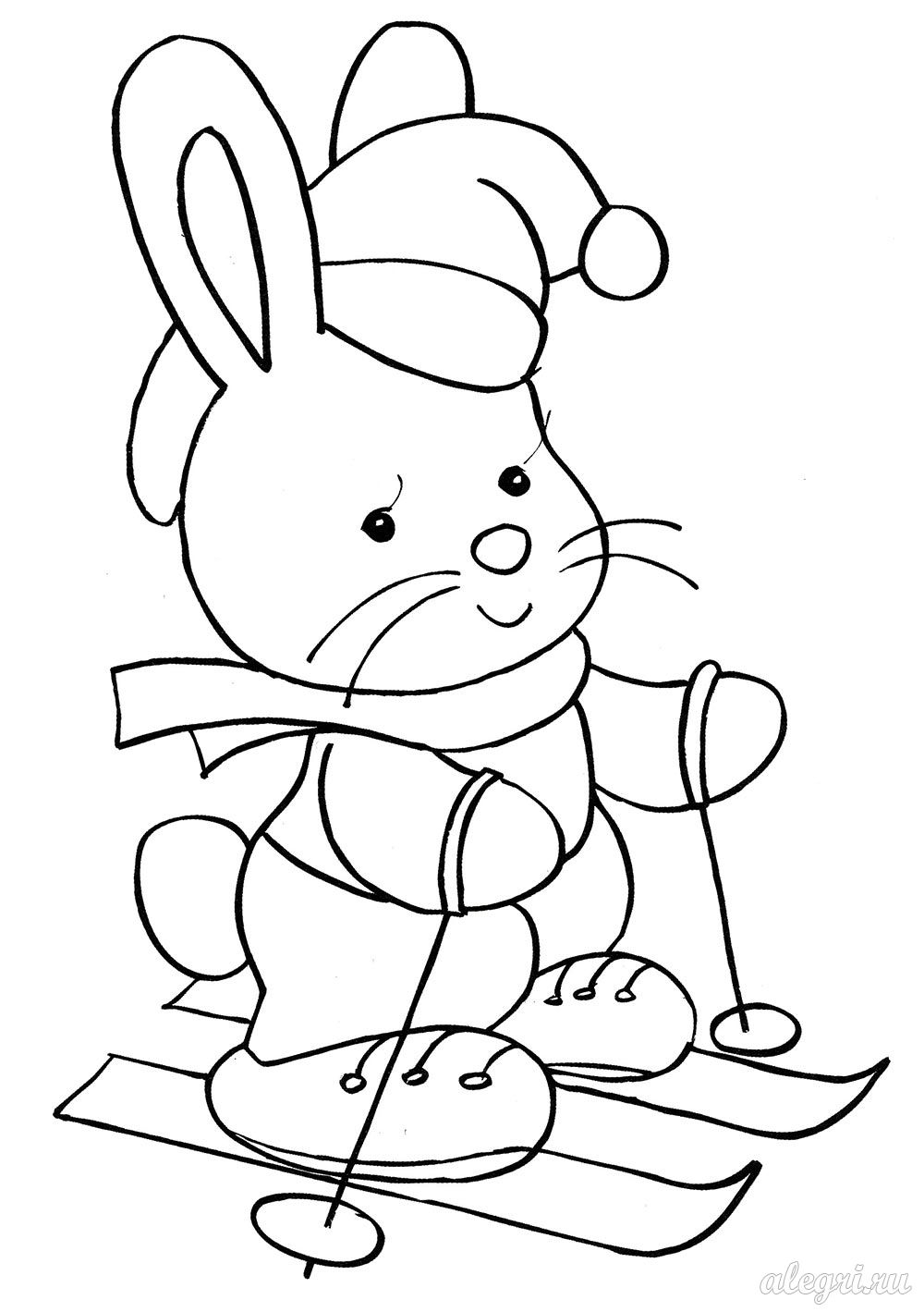красивый кролик раскраска на Новый год 3