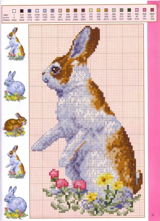 вышивка крестом кролики схемы и описание для детей 4