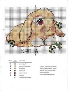 схемы вышивки крестом «кролик» для детей распечатать цветные 6