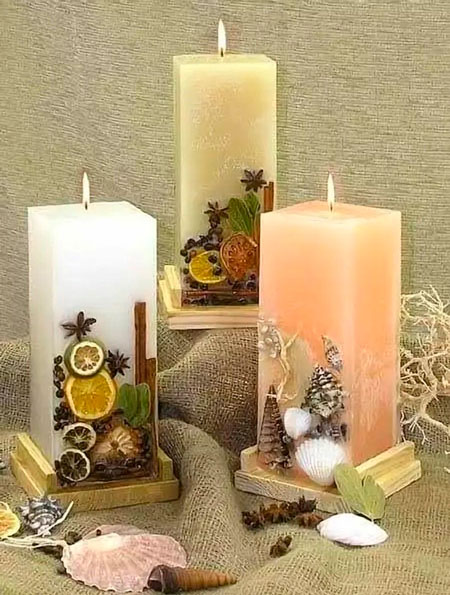 декоративные свечи своими руками из подручных материалов