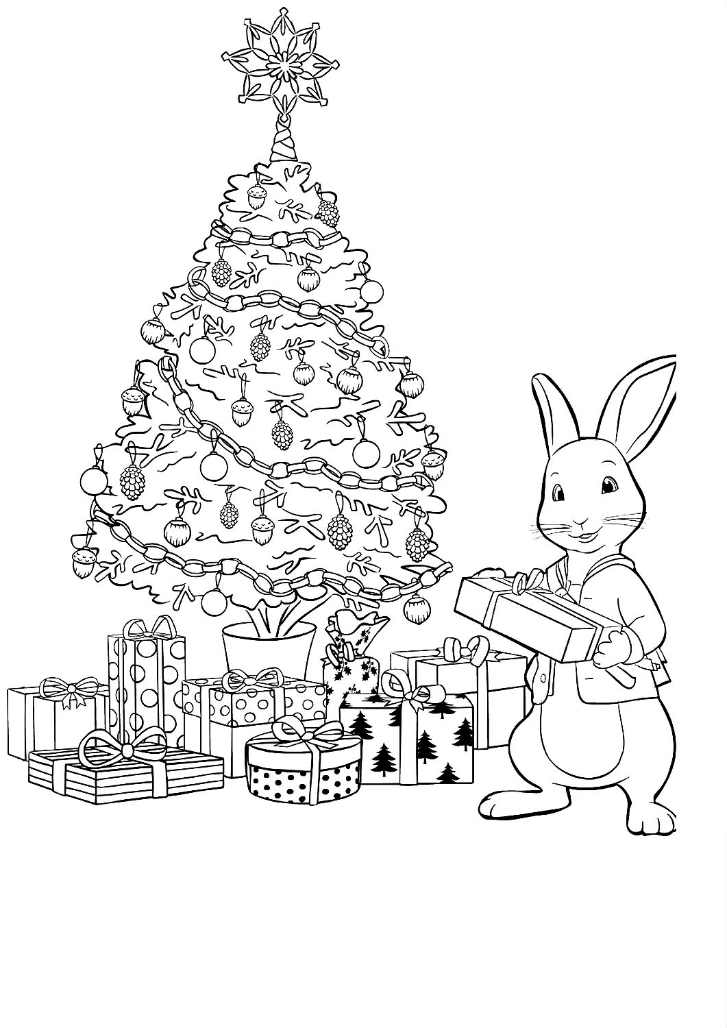 красивый новогодний кролик раскраска 5