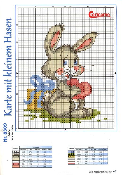 Схемы вышивки крестом «кролик» для детей 2