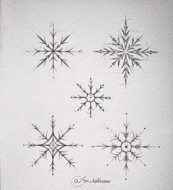 как нарисовать снежинку на бумаге карандашом поэтапно 6