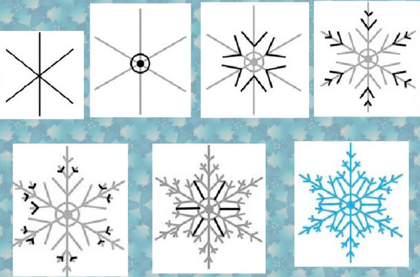Как нарисовать снежинку на бумаге 6