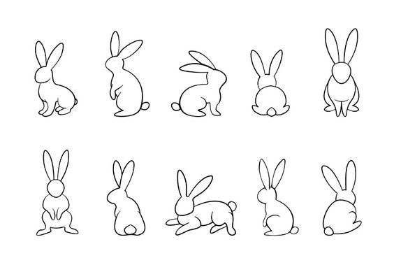 лёгкие рисунки кроликов для срисовки для детей карандашом поэтапно