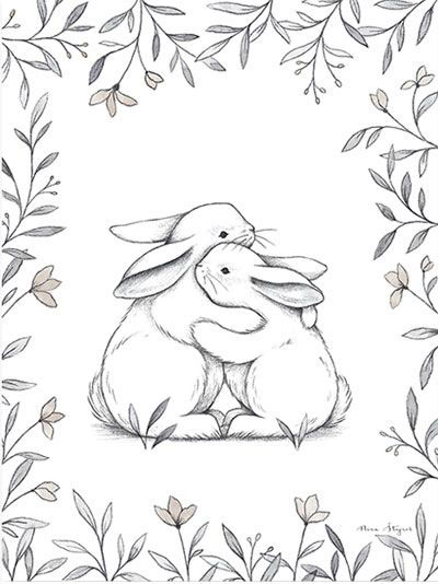 лёгкие рисунки кроликов для срисовки для детей 10