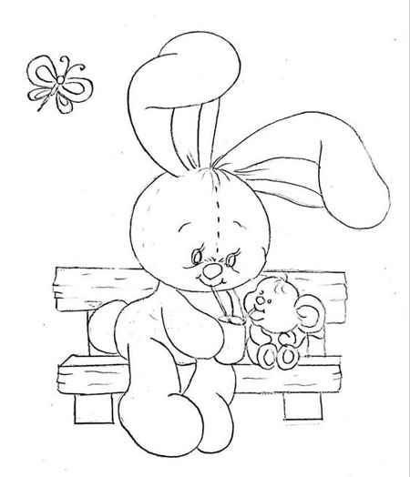 Рисунки кроликов для срисовки для девочек 7
