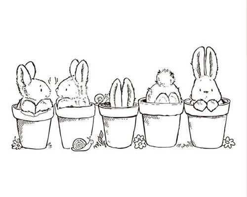 Рисунки кроликов для срисовки для девочек 3