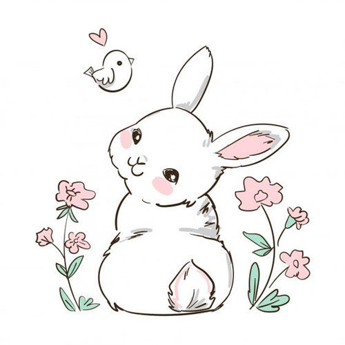 новогодний кролик рисунок для срисовки
