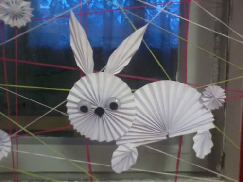 простой кролик из бумаги на Новый год 8