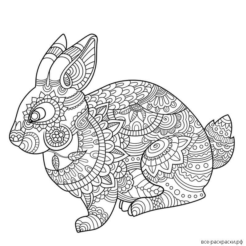 новогодний кролик раскраска для детей распечатать 3
