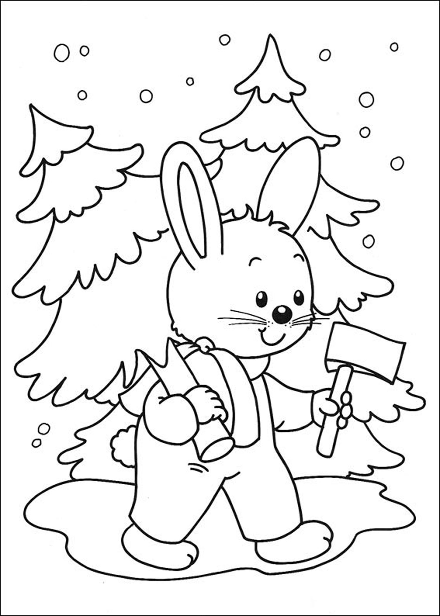 кролик раскраска на Новый год