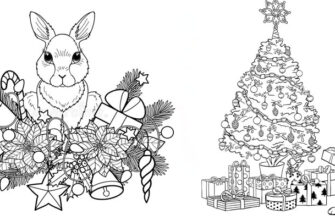 Новогодний кролик раскраска