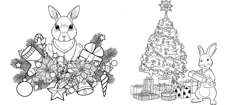 Новогодний кролик раскраска