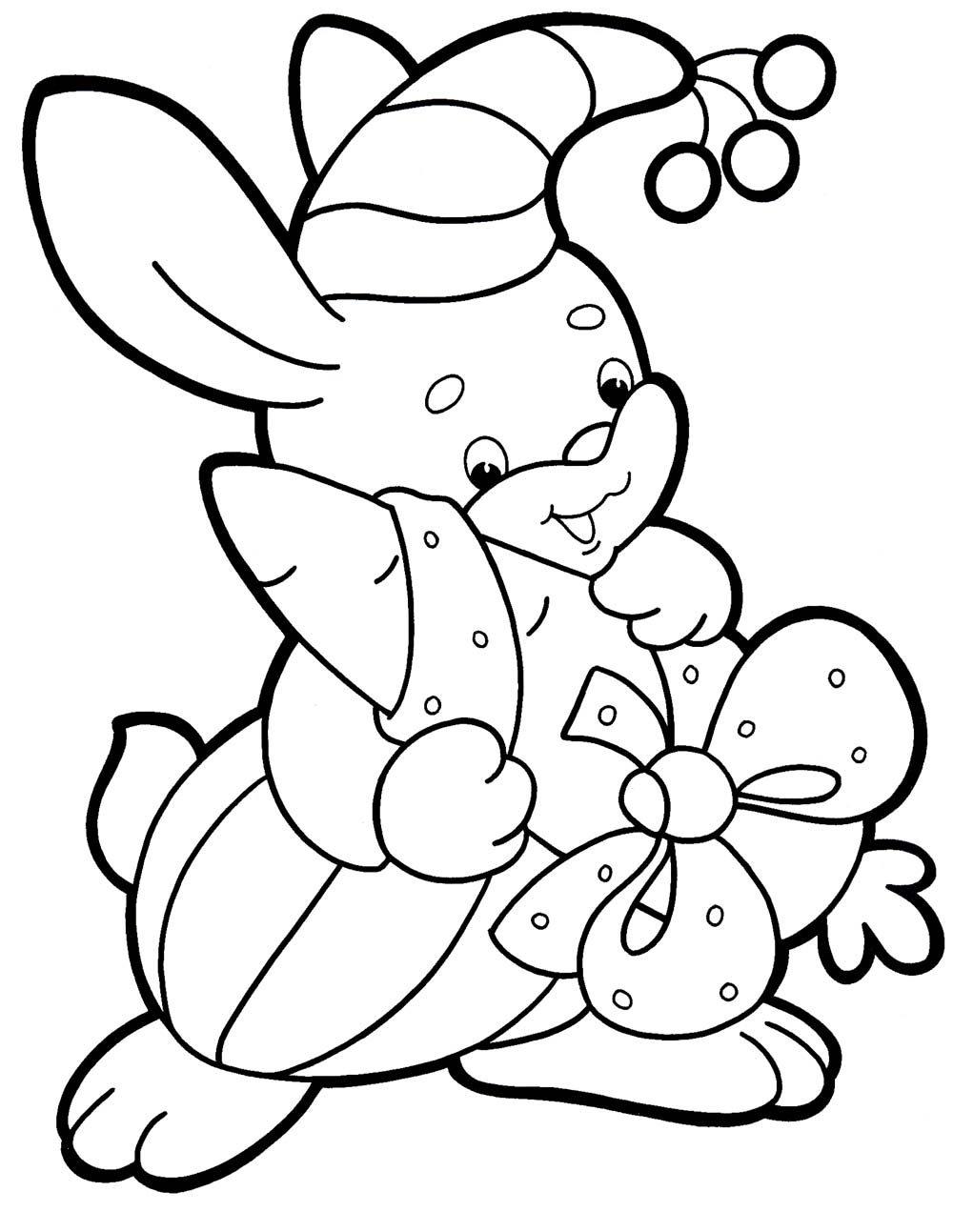 кролик на Новый год 2023 раскраска для детей