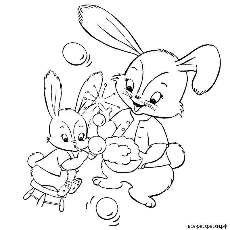 кролик на Новый год 2023 раскраска для детей в саду 5