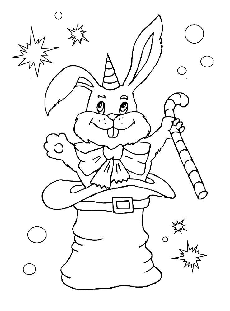 кролик на Новый год 2023 раскраска для детей в саду 6