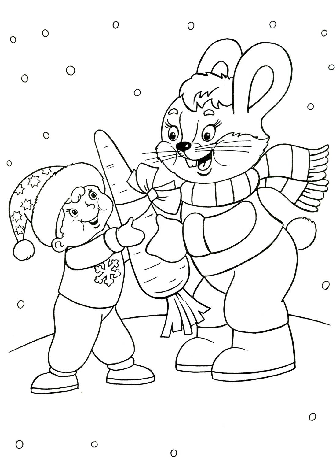 кролик на Новый год 2023 раскраска для детей в саду 9