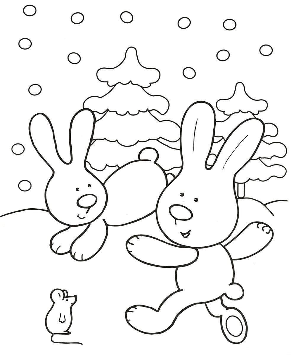 новогодний кролик раскраска для детей